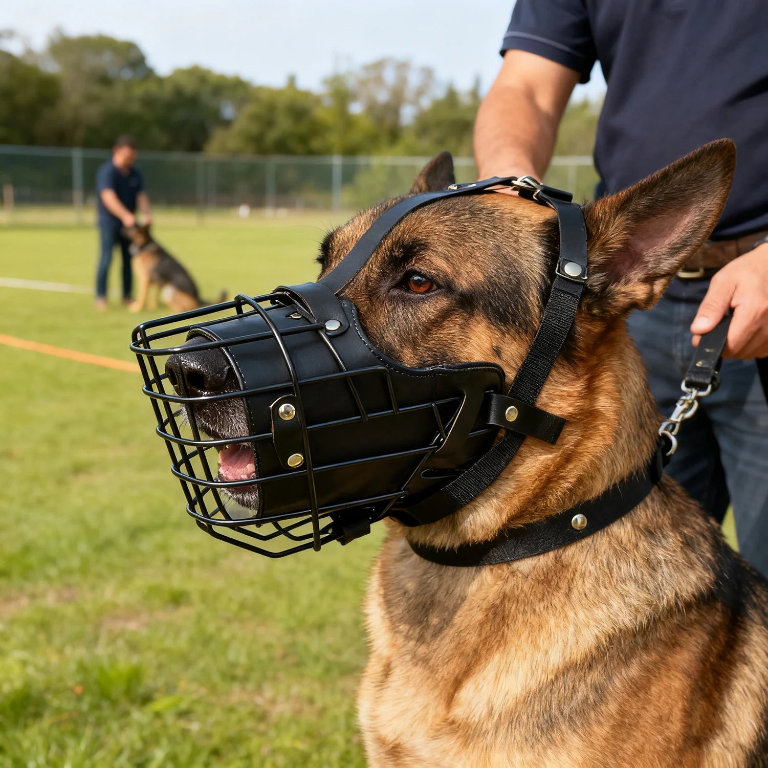 Stainless Steel Dog Muzzle Cage – Adjustable Breathable Training Cover