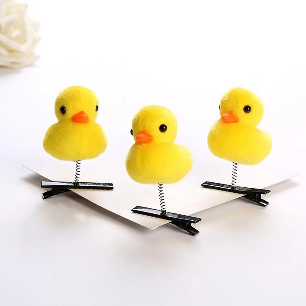 Duck Plush Hair Clip for Kids – 4cm Alloy Barrette Yellow & Red