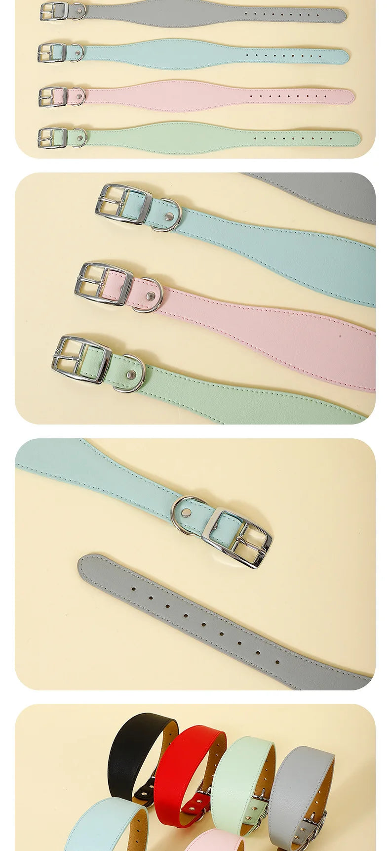 Wide Leather Dog Collar for Greyhounds – Durable Buckle Long-Neck Fit