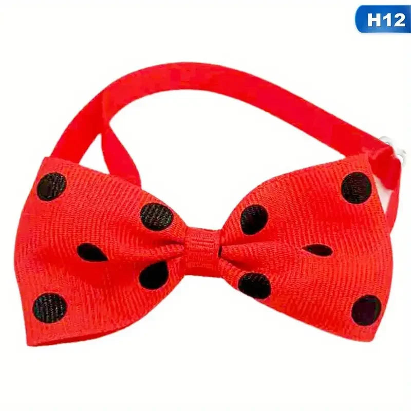 PetPals Polka Dot Bow Tie Collar for Dogs – Adjustable Black & White, Safe Fit