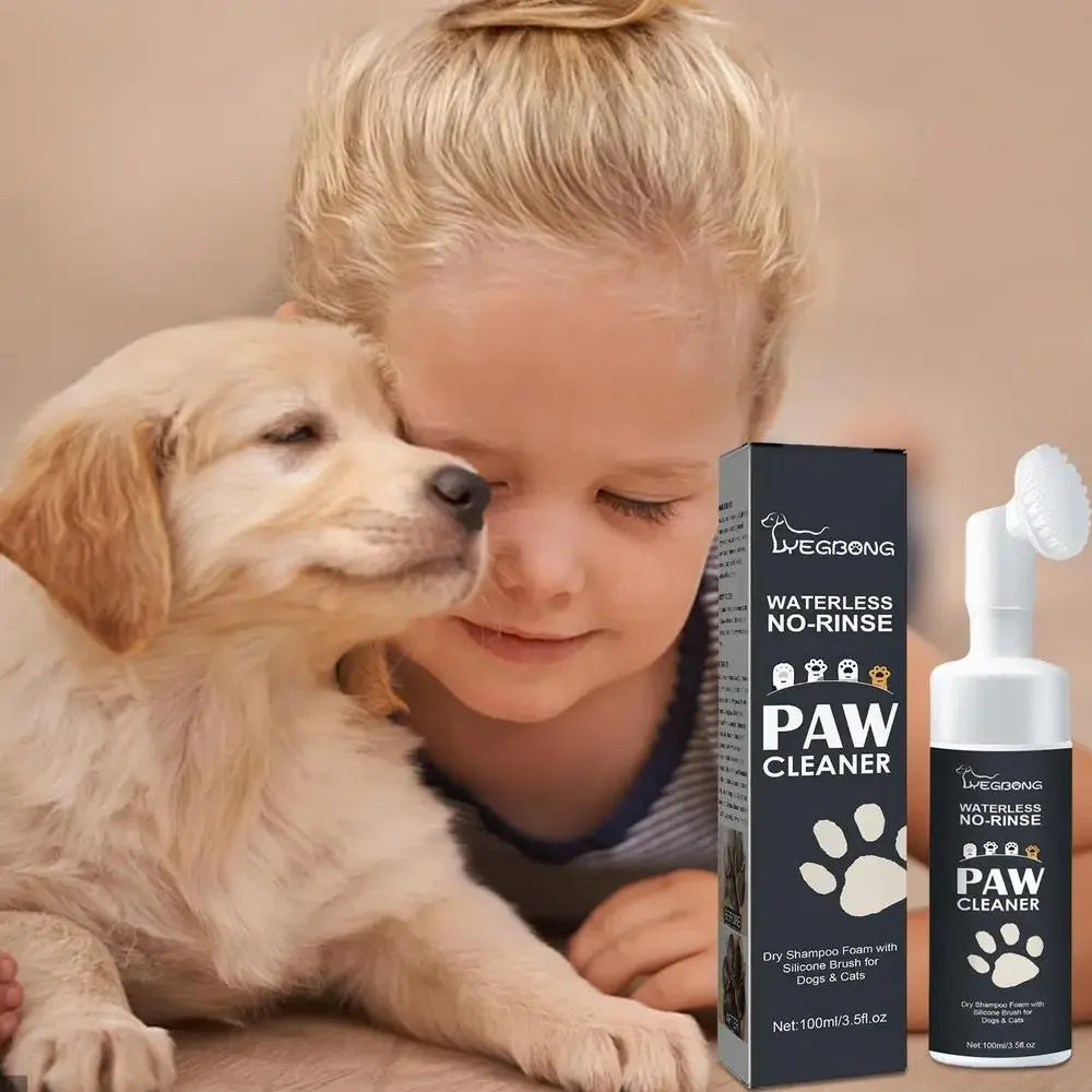 100ml Dog Paw Cleaner Foam – Waterless Rinse-Free Silicone Scrubber & Pet Paw Shampoo