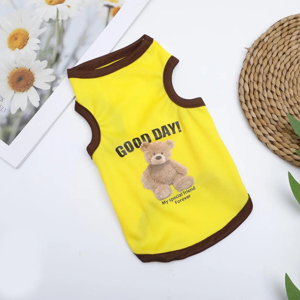 Cartoon Bear Dog Costume T-Shirt – Cute Polyester Vest Outfit