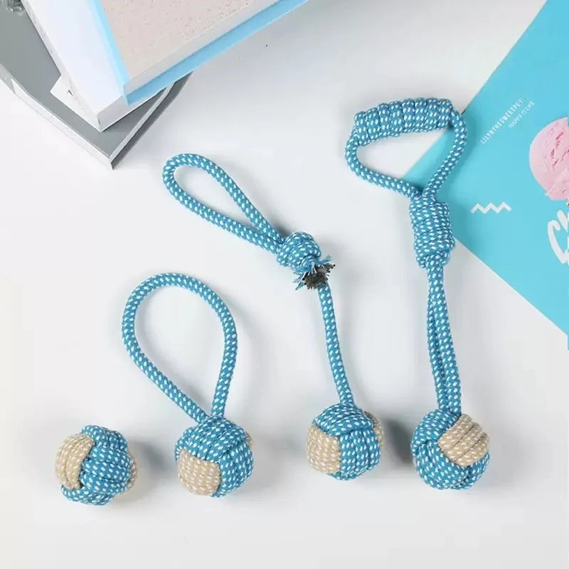 Cotton Rope Ball Toy - Interactive Toothbrush for All Dog Sizes