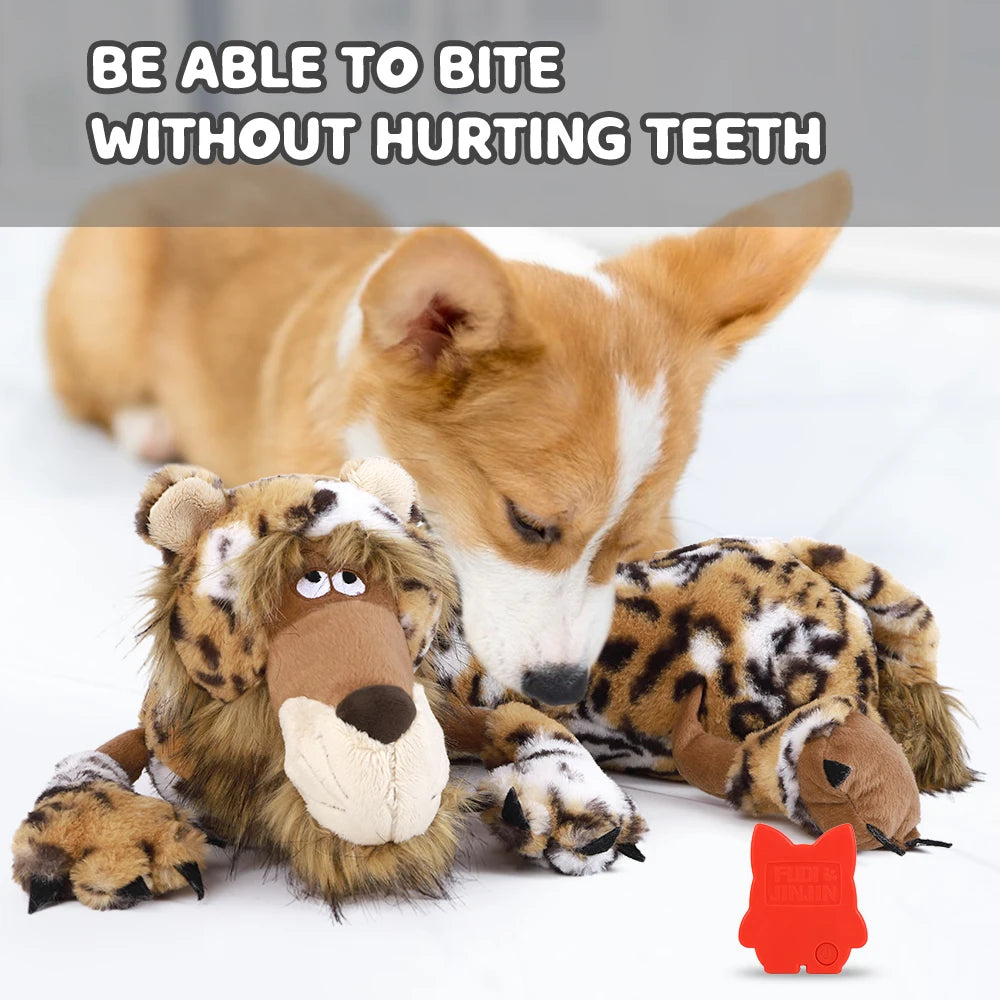 Cheetah Plush Dog Toy with Heartbeat – Calming Sleep Aid