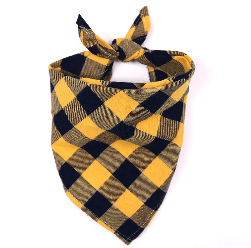 Large Plaid Dog Bandana Scarf – Soft Washable Cotton Red