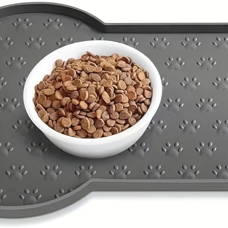 Silicone Dog Feeding Mat – Non-Slip Waterproof Pet Bowl Mat with Raised Edges, Washable
