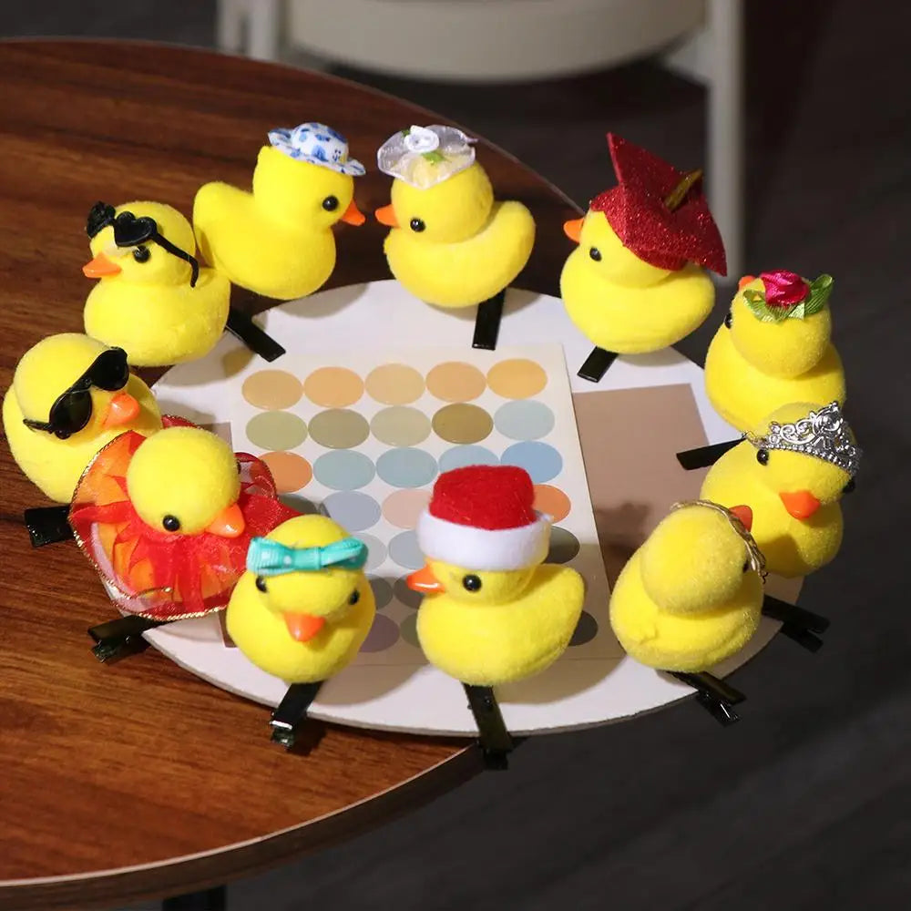 Duck Plush Hair Clip – Kids Bowknot Flower