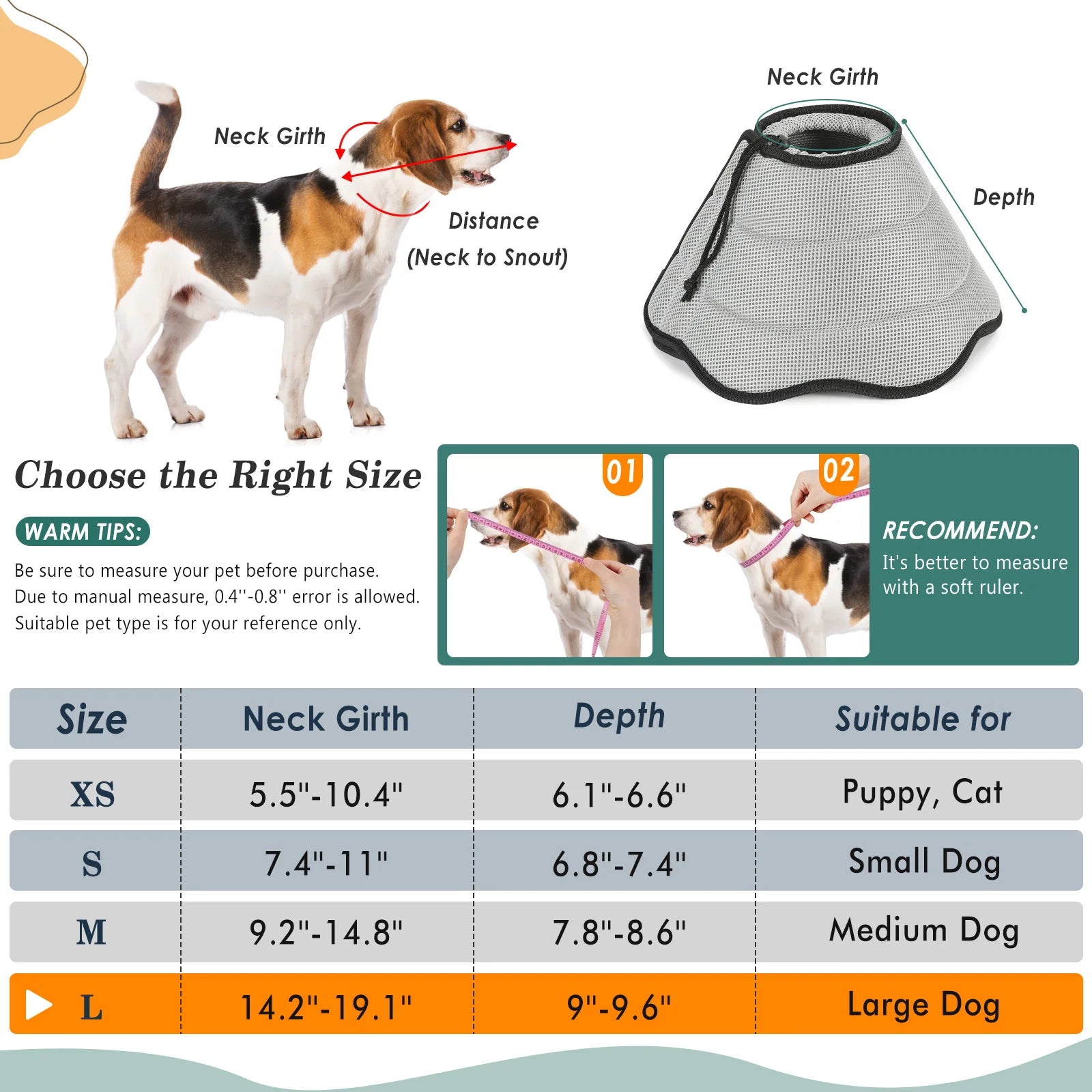 Dog Recovery Cone – Soft Mesh Breathable Collar