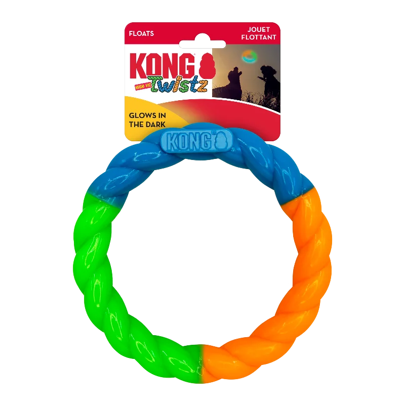 KONG Twistz High-Viz Ring – Glow-in-the-Dark Fetch Toy (S)
