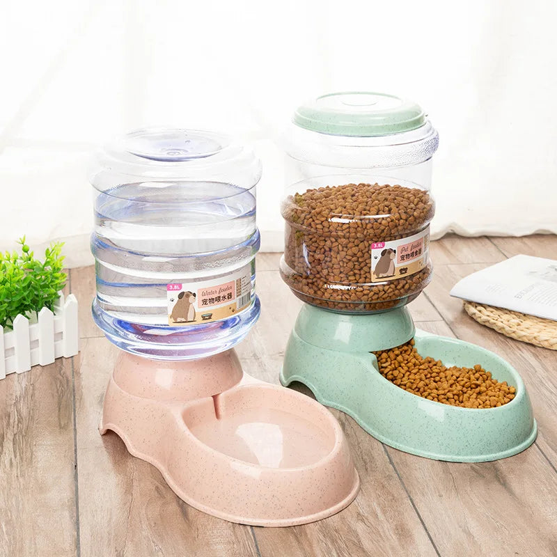 2-in-1 Automatic Dog Water Dispenser & Food Bowl Station