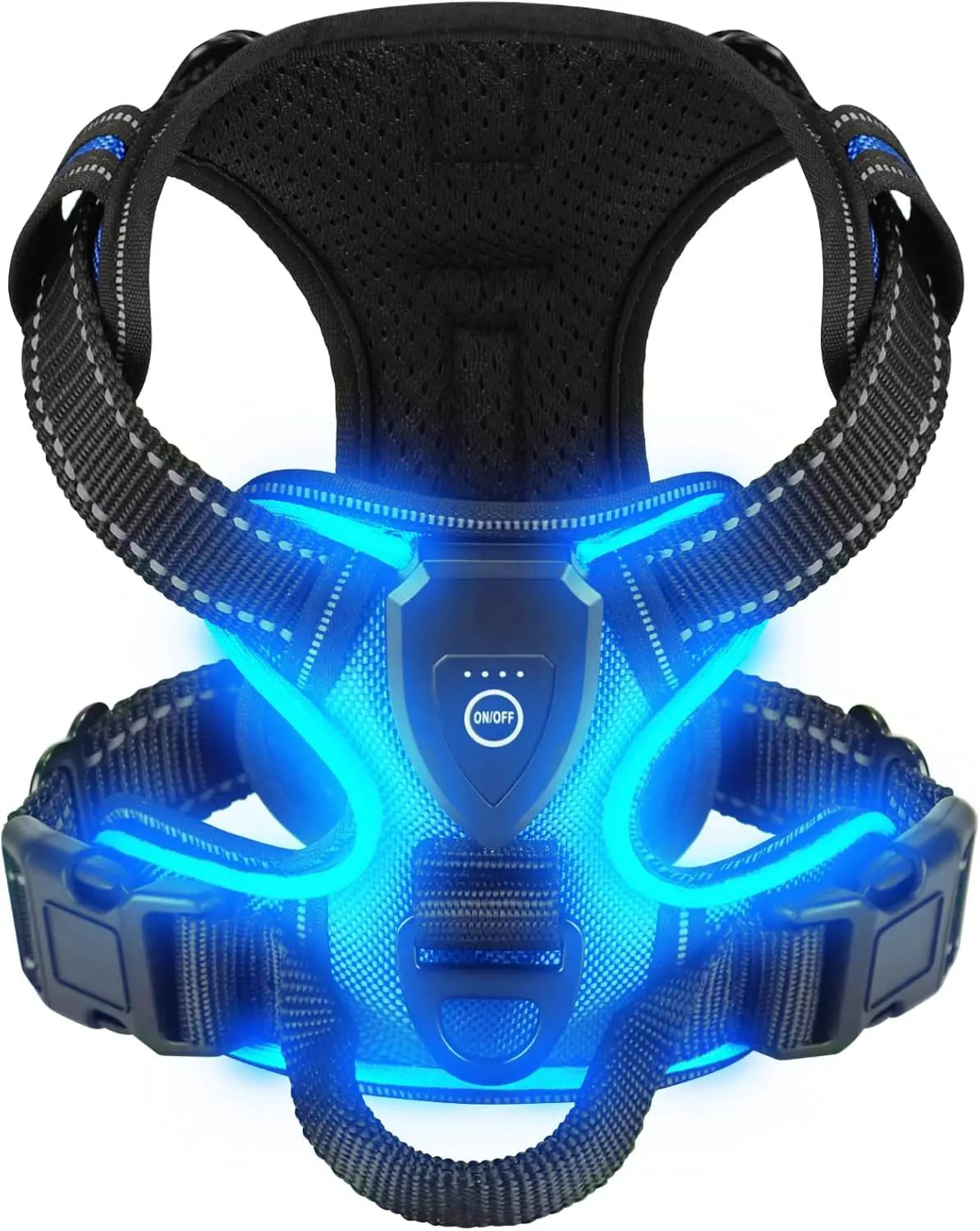 LED Glow Dog Harness – USB Rechargeable Reflective Night Vest