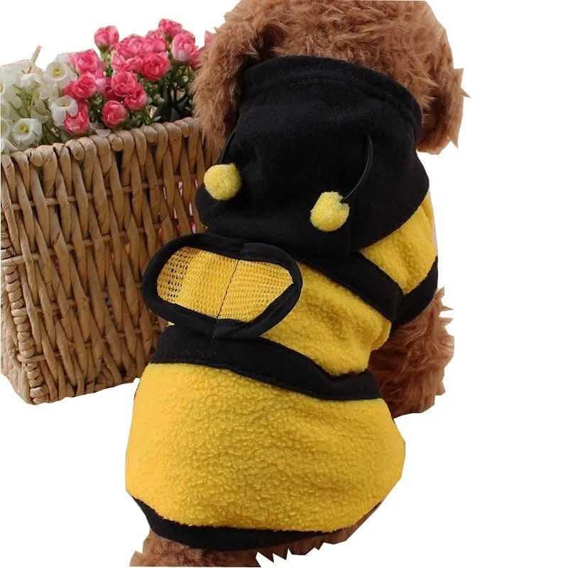 Bee Themed Dog Coat – Cozy Fleece Hoodie for Puppies