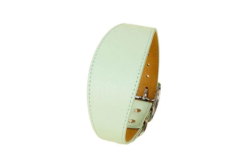 Wide Leather Dog Collar for Greyhounds – Durable Buckle Long-Neck Fit
