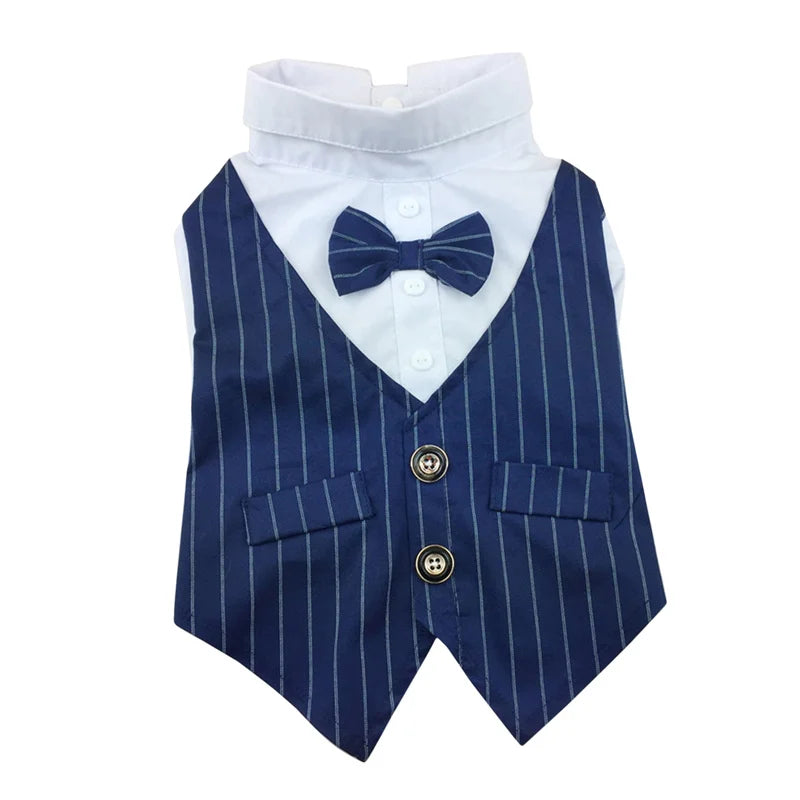 Dog Tuxedo Shirt with Bow Tie – Formal Wedding Outfit