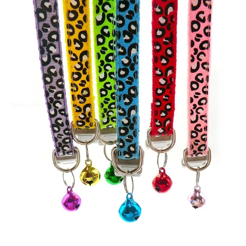MOONBIFFY Leopard Dog Collar – Adjustable Breakaway with Bell