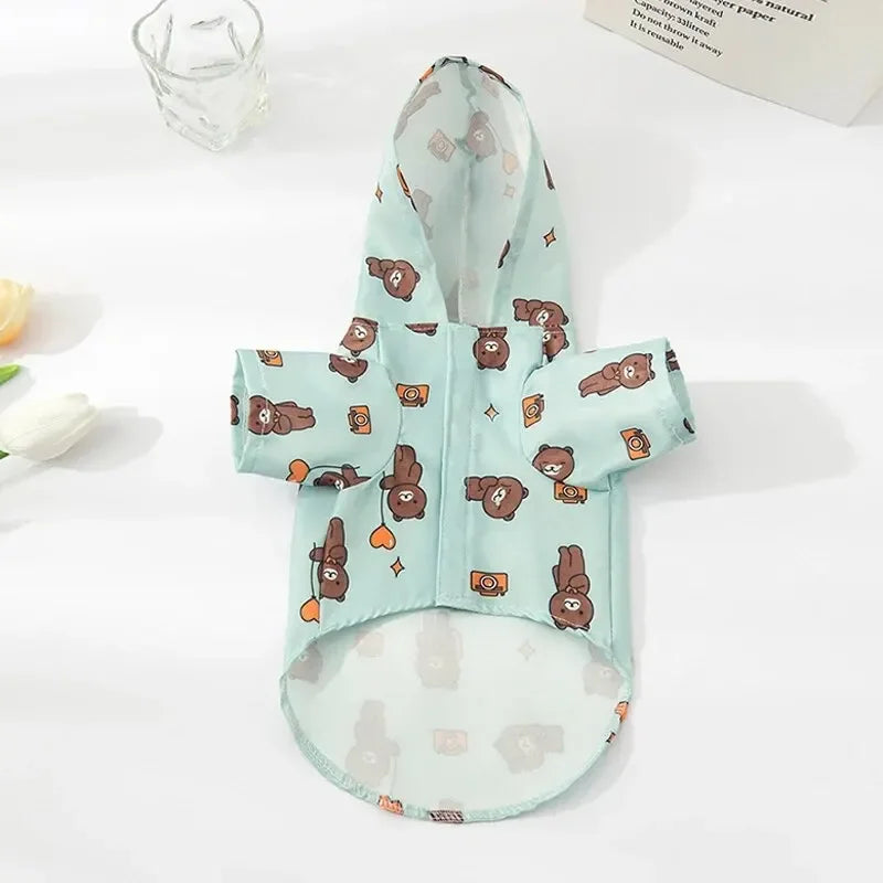 Waterproof Dog Raincoat – Lightweight Blue Polyester Jacket