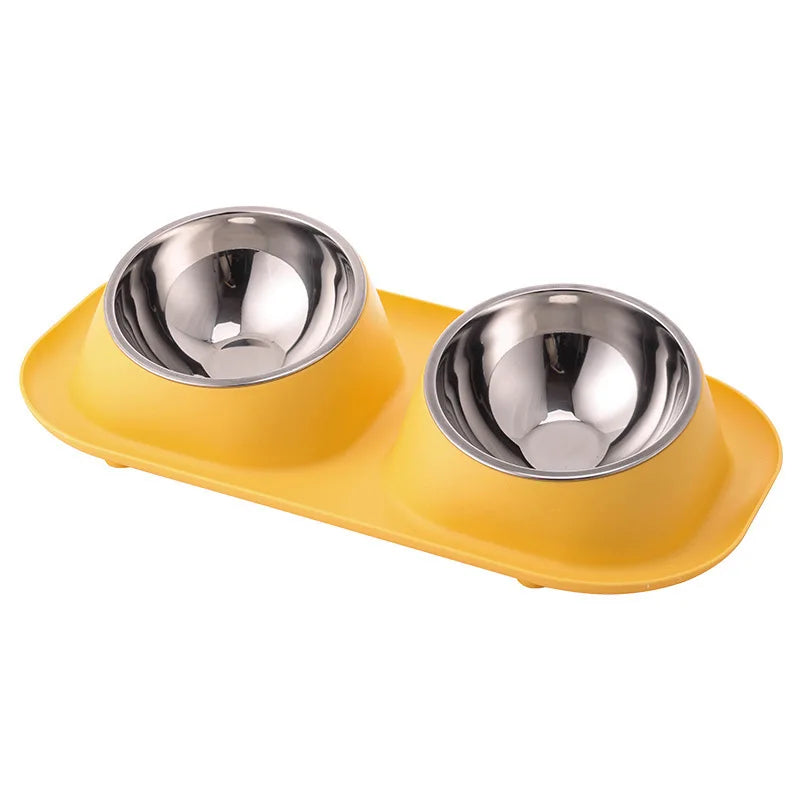 15° Tilted Double Dog Bowl – Stainless Steel Neck Protection Feeder