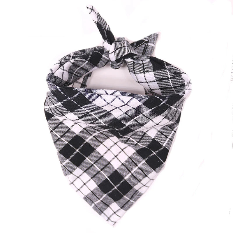Large Plaid Dog Bandana Scarf – Soft Washable Cotton Red