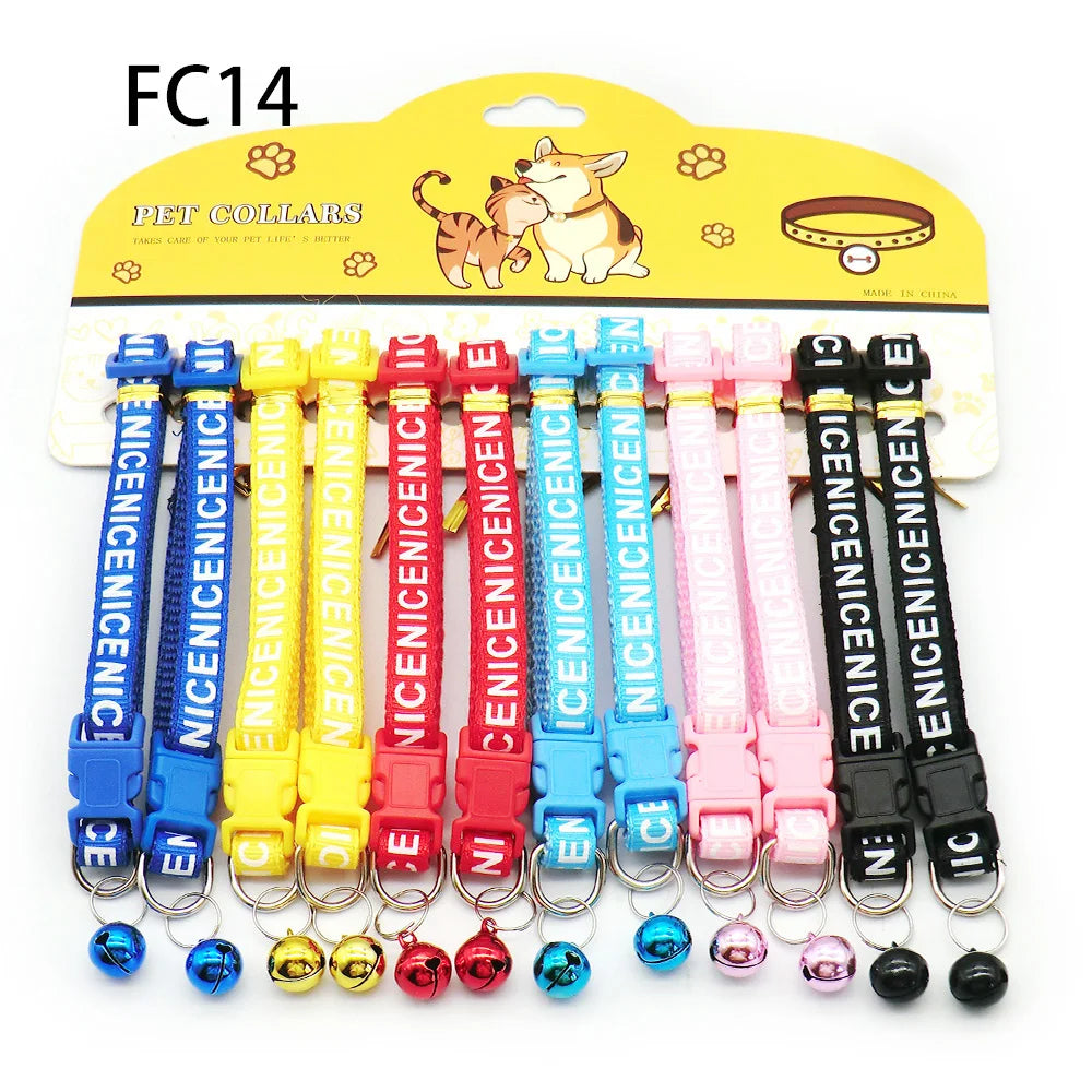 Multicolor Dog Collars with Bell 12 Pack – Adjustable ID Safe