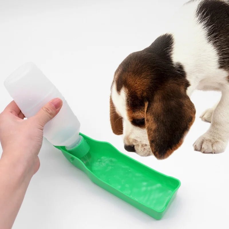 Squeeze-to-Fill Dog Travel Water Bottle – Built-In Drinking Bowl