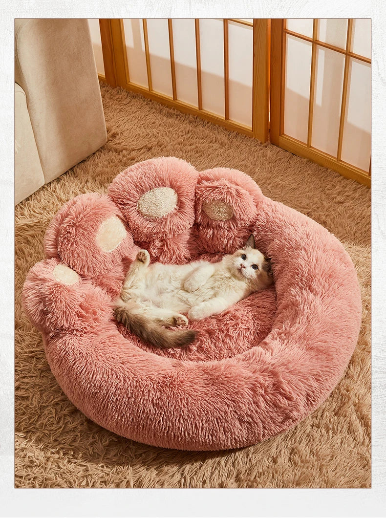 Fluffy Dog Bed – Winter Plush Sofa Basket for Small to Large Dogs, Soft Round Cushion