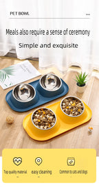 15° Tilted Double Dog Bowl – Stainless Steel Neck Protection Feeder