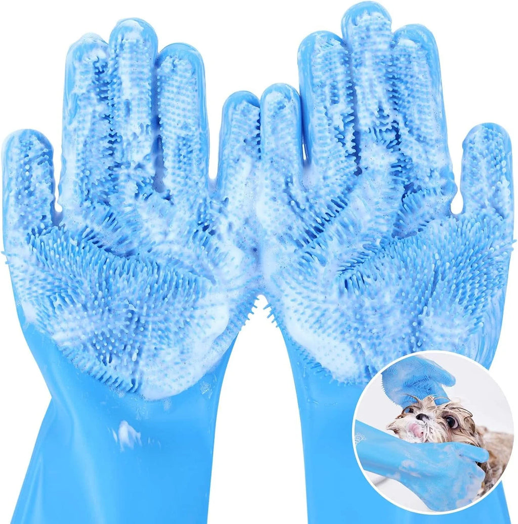 Pet Grooming Gloves for Dogs – Silicone Bathing & Hair Removal Massage Scrubber