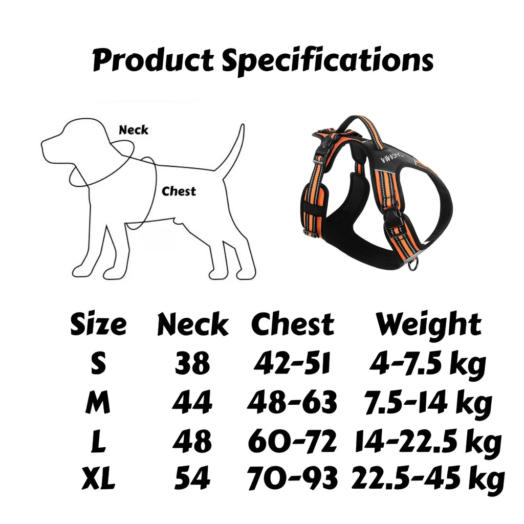 Tactical Dog Harness – No Pull Reflective Vest with Handle