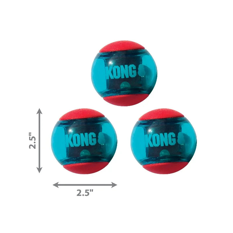 KONG Squeezz Action Balls 3-Pack – Squeaky Fetch Dog Toy Set (M)