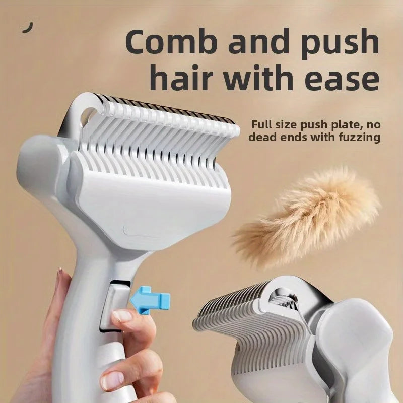Floating Stainless Steel Dog Brush - Curved Undercoat Grooming Comb