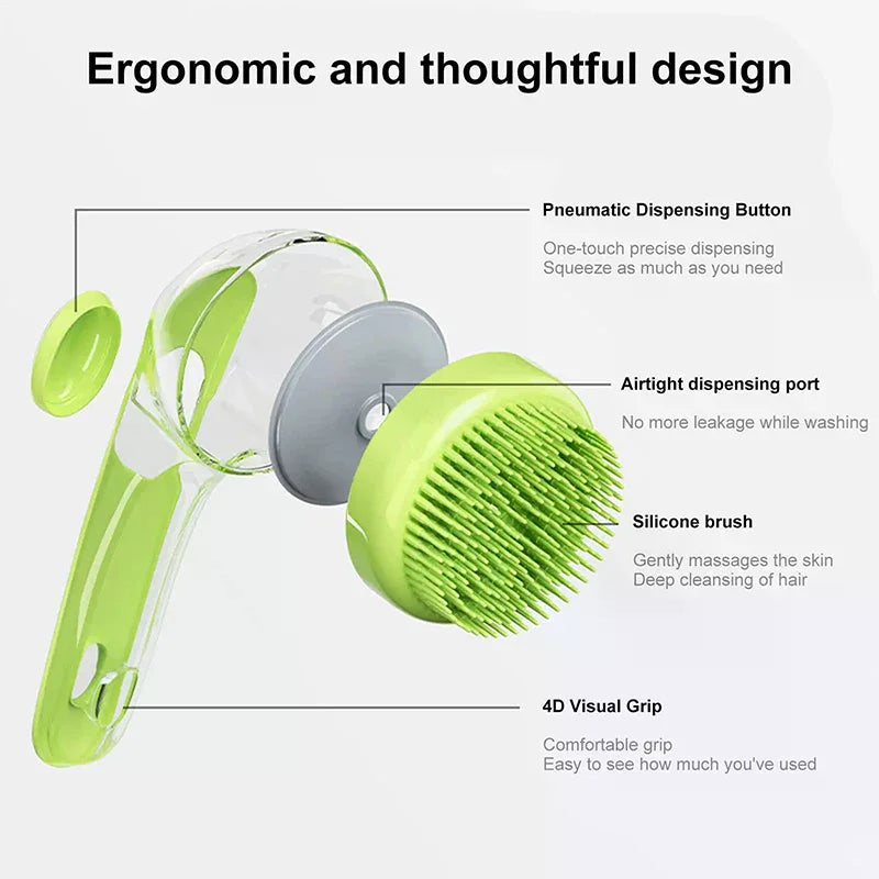 2025 2 In 1 Pet Bath Brush With Built In Shampoo Dispenser For Dogs Grooming Massage