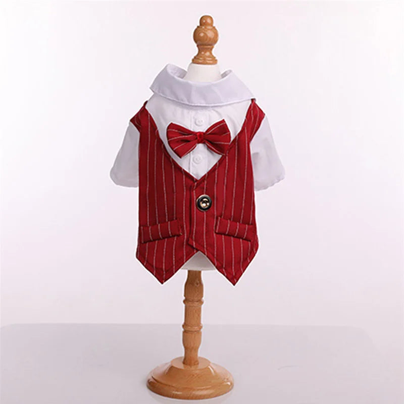 Dog Tuxedo Shirt with Bow Tie – Formal Wedding Outfit