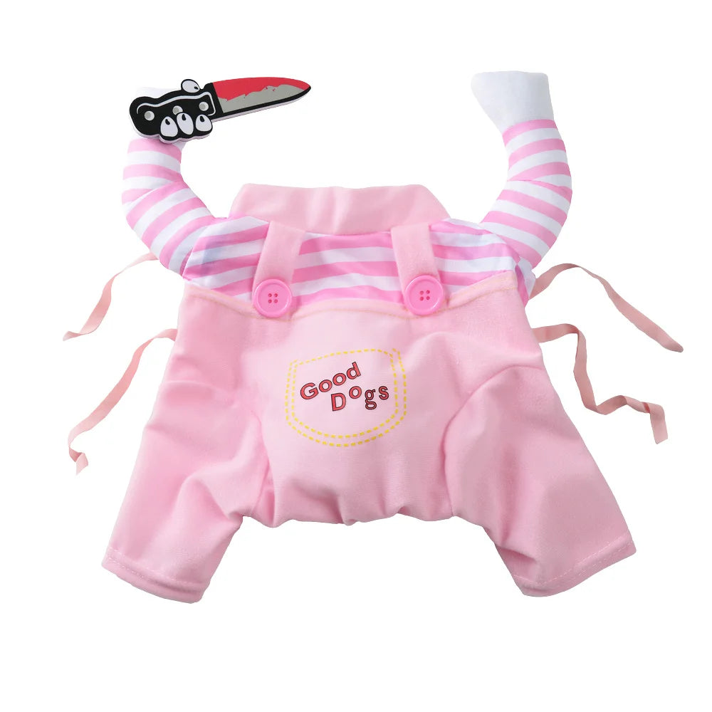 Holapet Striped Dog Cosplay Costume – Red & Pink