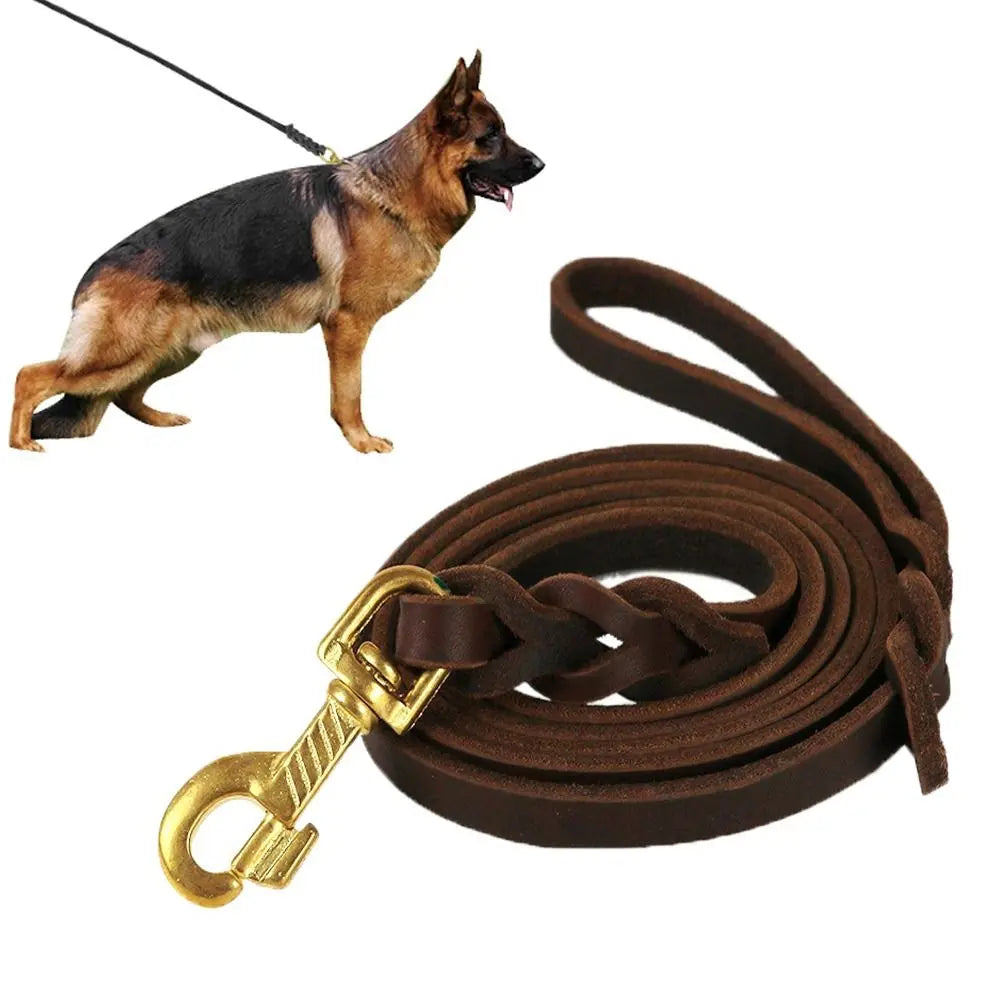 Dog Leather Leash – Braided Copper Hook