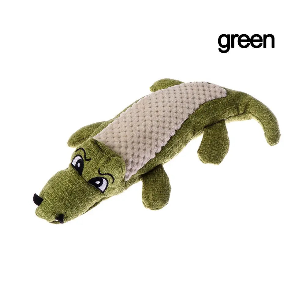 Linen Plush Crocodile Dog Toy – Squeaky Interactive