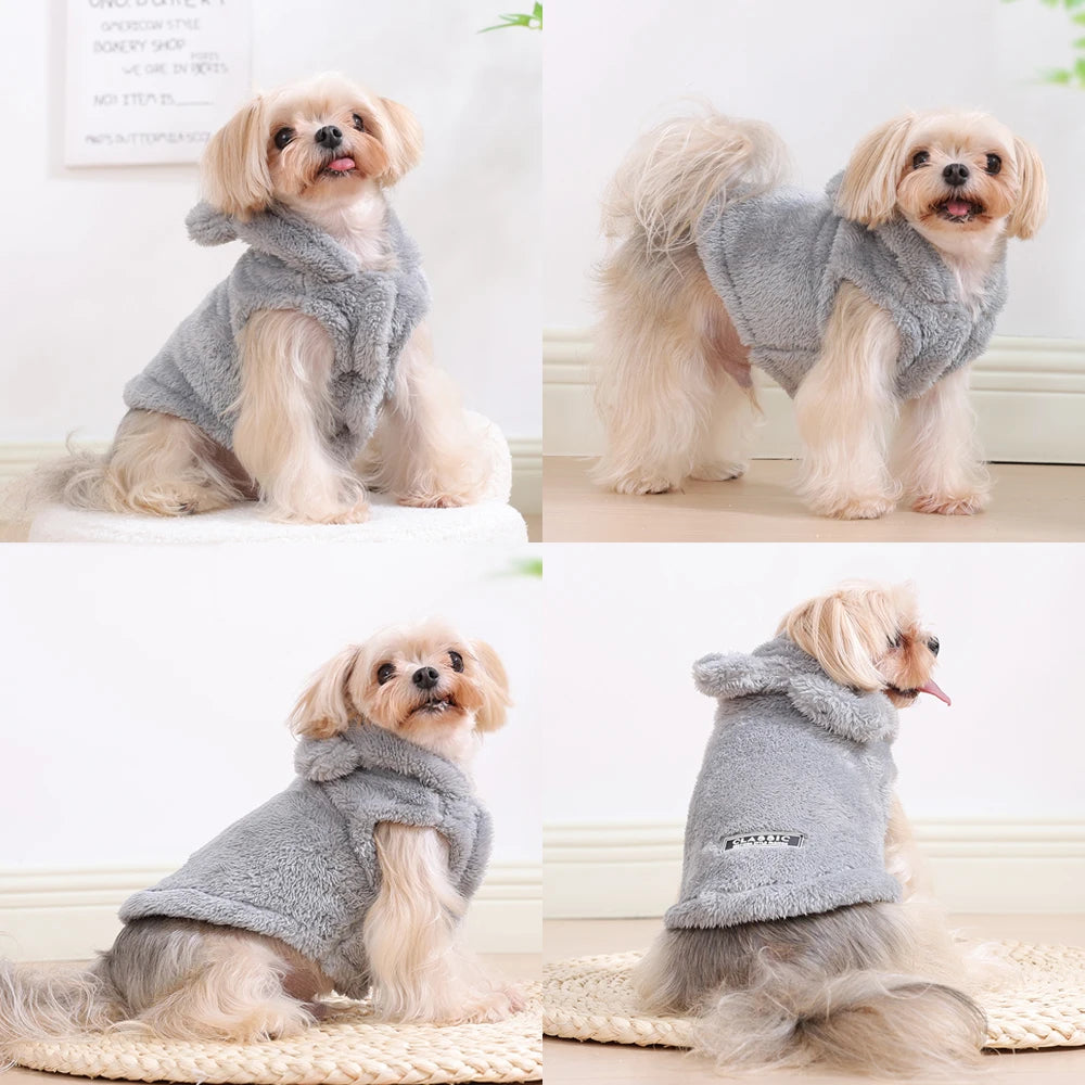 Holapet Soft Fleece Hooded Dog Coat – Winter Windproof Jacket