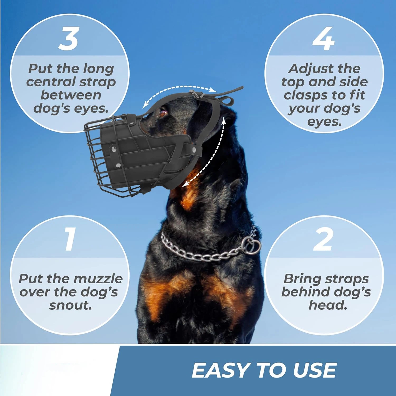 Stainless Steel Dog Muzzle Cage – Adjustable Breathable Training Cover