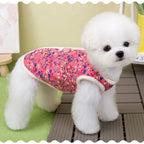 CozyPaw Floral Puppy Vest – Thickened Fleece-Lined Winter Dog Coat