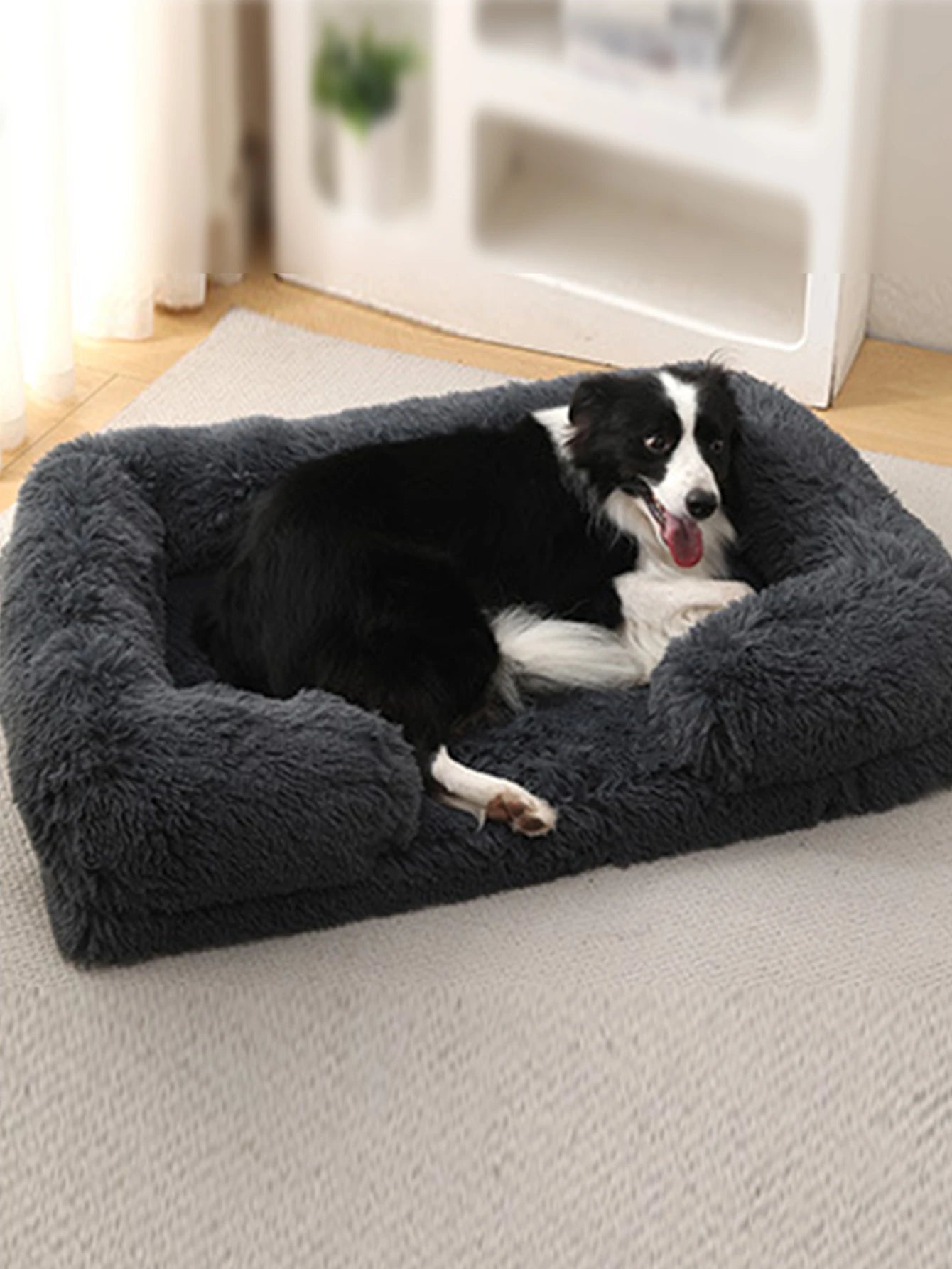 Orthopedic Square Plush Dog Bed – Removable Washable Winter Sofa