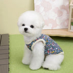 Floral Dog Vest Coat – Cotton Winter Fleece Jacket for Small Dogs