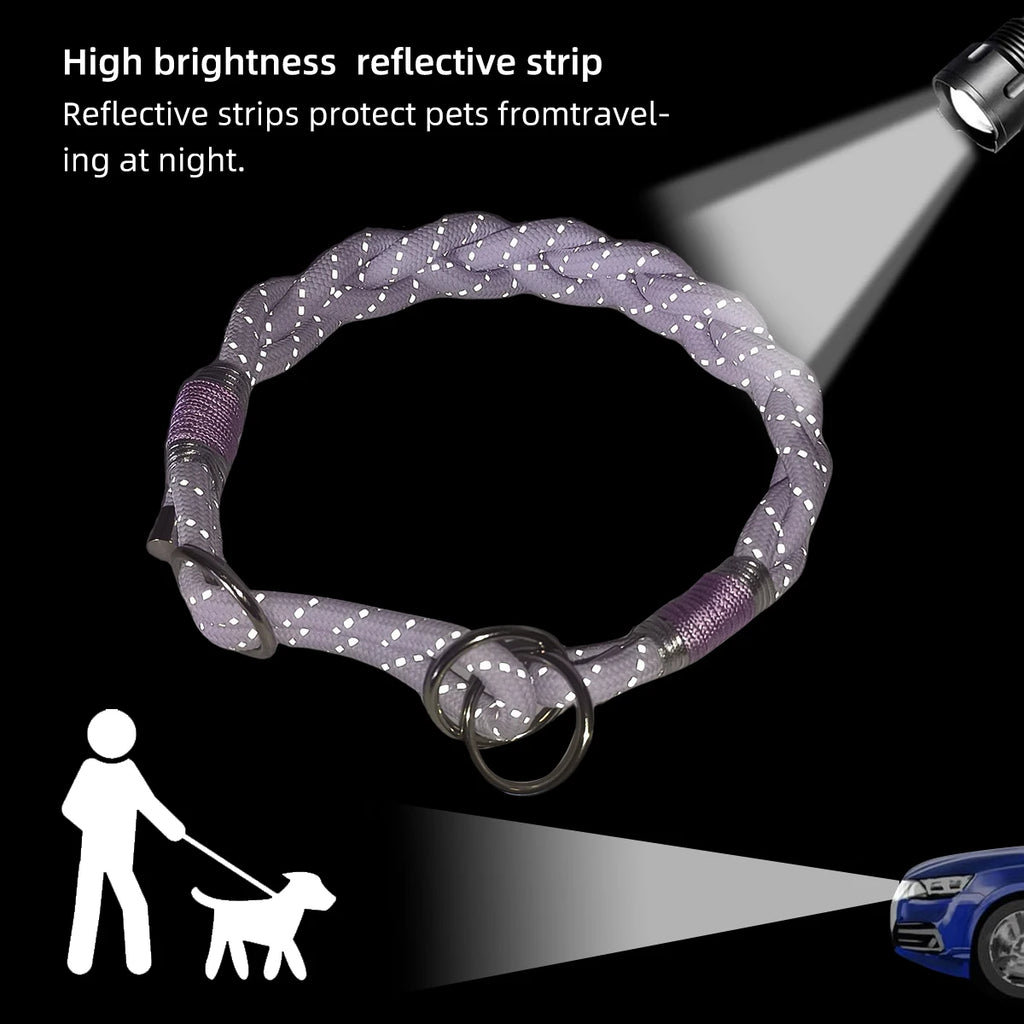 Reflective Braided Dog Collar – Strong Twisted Training Collar
