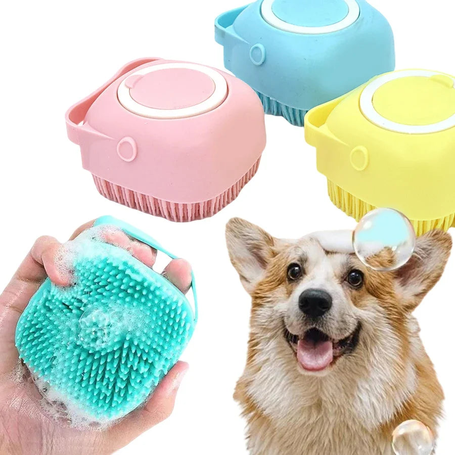 Silicone Pet Bath Brush for Dogs – 2-in-1 Grooming Massager & Shampoo Applicator