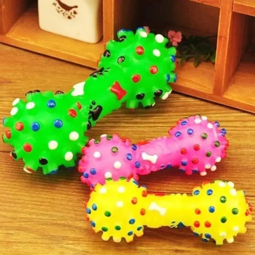 Squeaky Ball & Dumbbell Dog Toy - Teeth Grinding & Training for Large Dogs