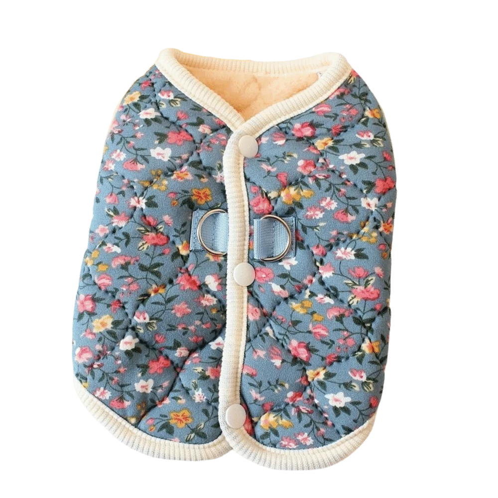 CozyPaw Floral Puppy Vest – Thickened Fleece-Lined Winter Dog Coat