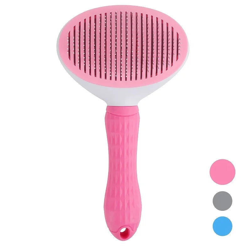 One-Click Pet Hair Removal Comb for Dogs – Automatic Slicker Brush