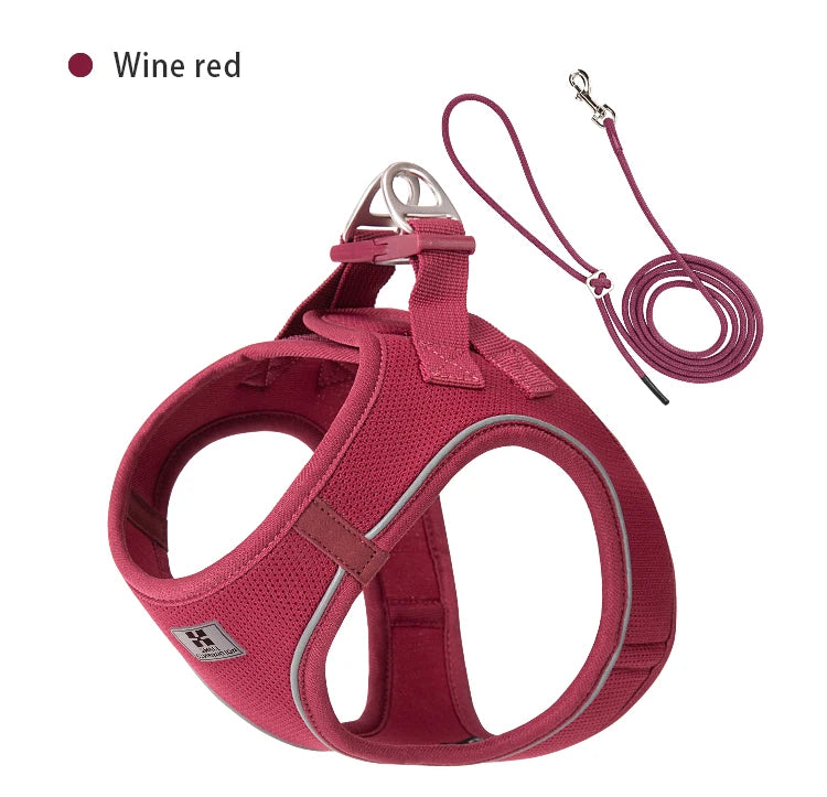 Dog Harness & Leash Set – Step-In Reflective Mesh Vest