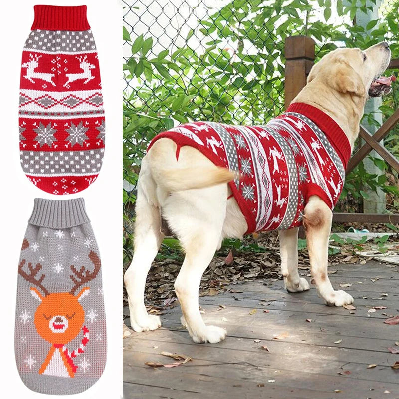 Christmas Dog Sweater – Red Wool Knit Holiday Pullover