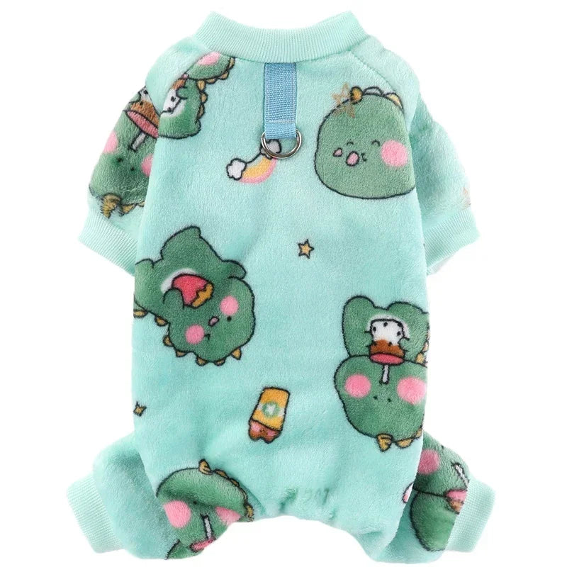 Winter Fleece Dog Pajamas – Cozy Polyester Jumpsuit XS-4XL Blue