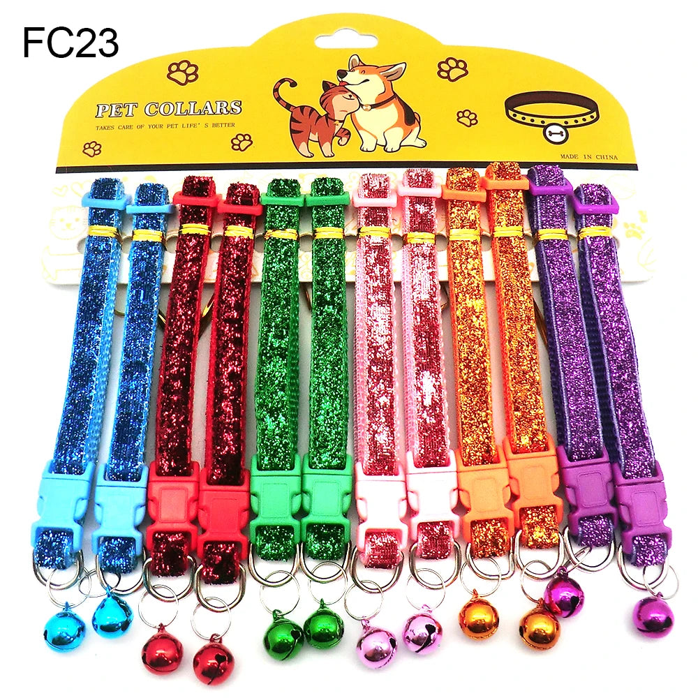 Multicolor Dog Collars with Bell 12 Pack – Adjustable ID Safe