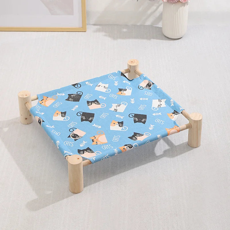 Elevated Dog Bed – Portable, Foldable Wooden Hammock for Small to Medium Dogs